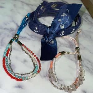 Sloane Ranger Navy Anchor Bracelet w/ 2 Bracelets